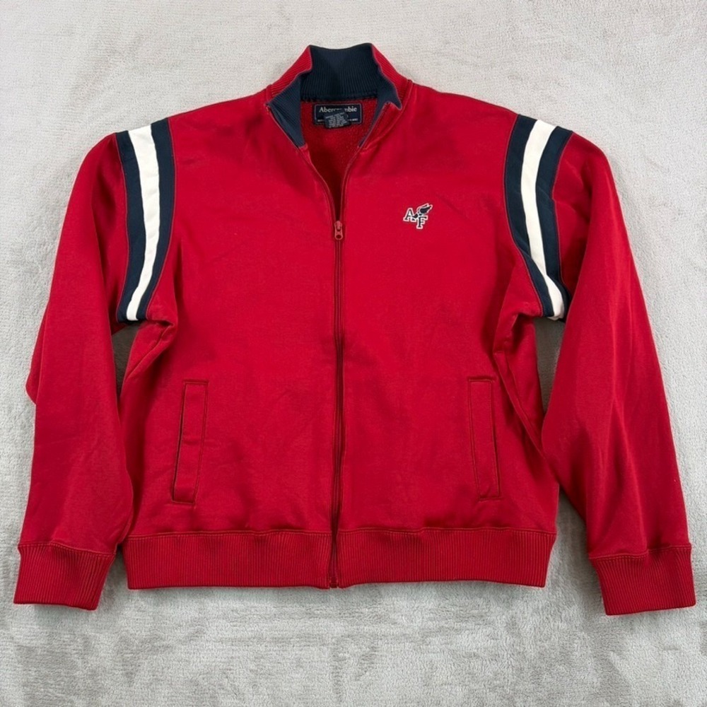 Vintage‎ Abercrombie Fitch Track Jacket Men XL Red Striped Full Zip Winged Foot
